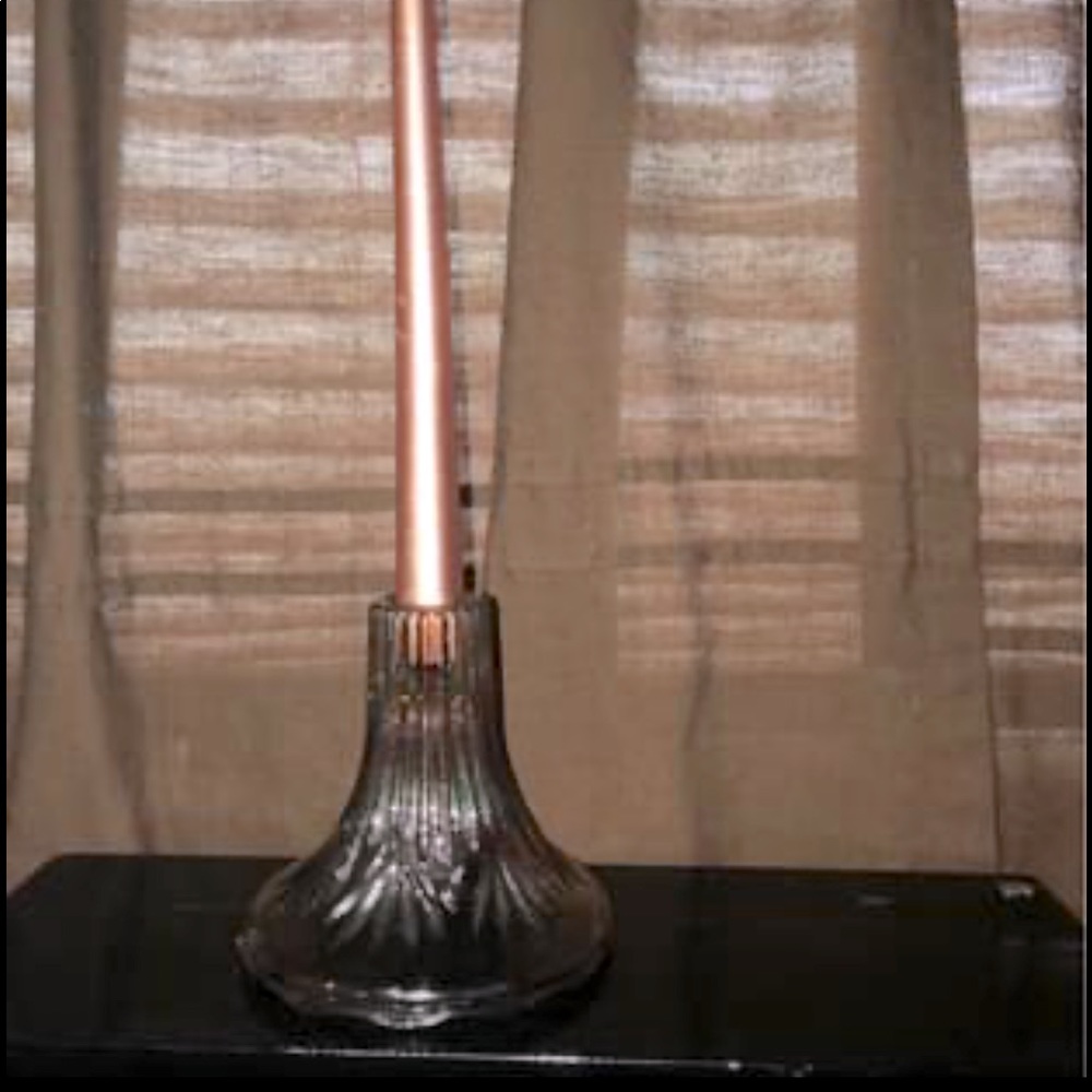 Pink Carnival Glass Candlestick